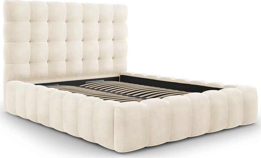 Béžová čalouněná dvoulůžková postel s úložným prostorem s roštem 140x200 cm Bali – Cosmopolitan Design Cosmopolitan design