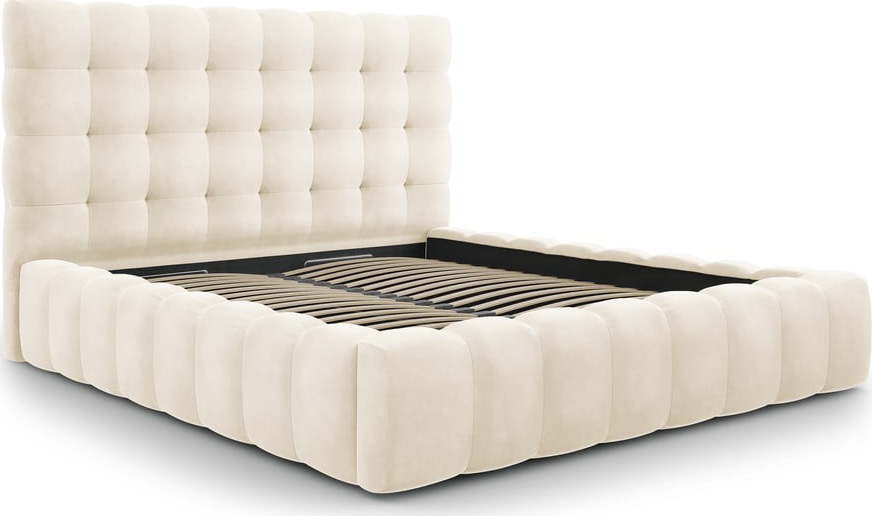 Béžová čalouněná dvoulůžková postel s úložným prostorem s roštem 180x200 cm Bali – Cosmopolitan Design Cosmopolitan design