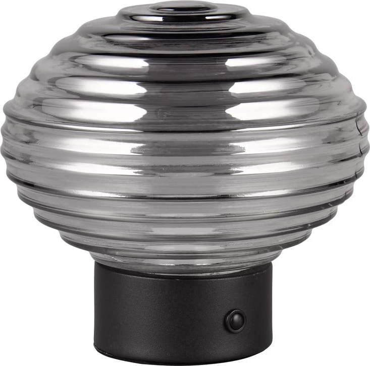 Černo-šedá stmívatelná LED stolní lampa se skleněným stínidlem (výška 14