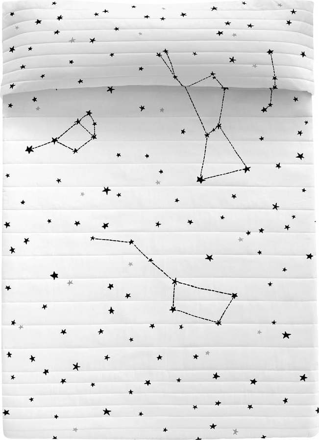 Černobílý bavlněný prošívaný přehoz 180x260 cm Constellation – Blanc Blanc