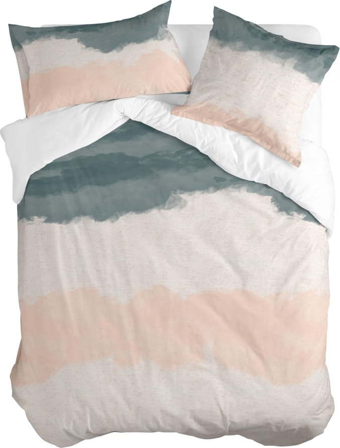 Růžovo-šedý bavlněný povlak na peřinu na jednolůžko 140x200 cm Seaside – Blanc Blanc
