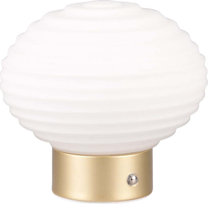Stmívatelná LED stolní lampa v bílé a zlaté barvě se skleněným stínidlem (výška 14
