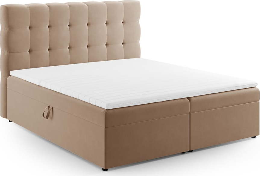 Světle hnědá boxspring postel s úložným prostorem 160x200 cm Bali – Cosmopolitan Design Cosmopolitan design
